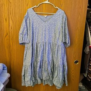 Blue Tiered Patterned Dress